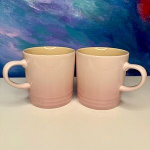 Pair of 2 Shell Pink Le Creuset 350 ml 12 oz Coffee Tea Mugs Ceramic Ombré